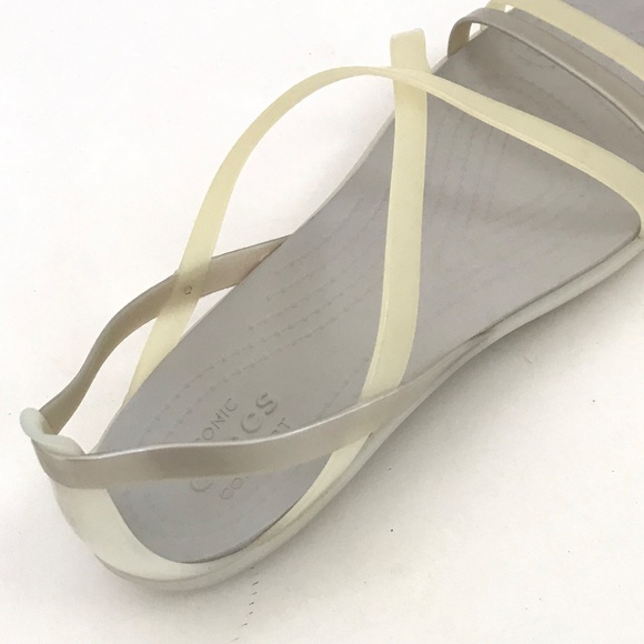 CROCS Isabella Strappy Sandals Flat Comfort Sandals Yellow Women’s  Size 8 - Picture 3 of 16